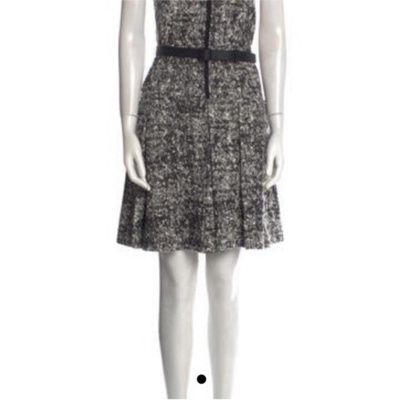 Proenza Schouler Black White Boucle Sleeveless Scoop Neck Belted Dress 8 - Picture 4 of 5